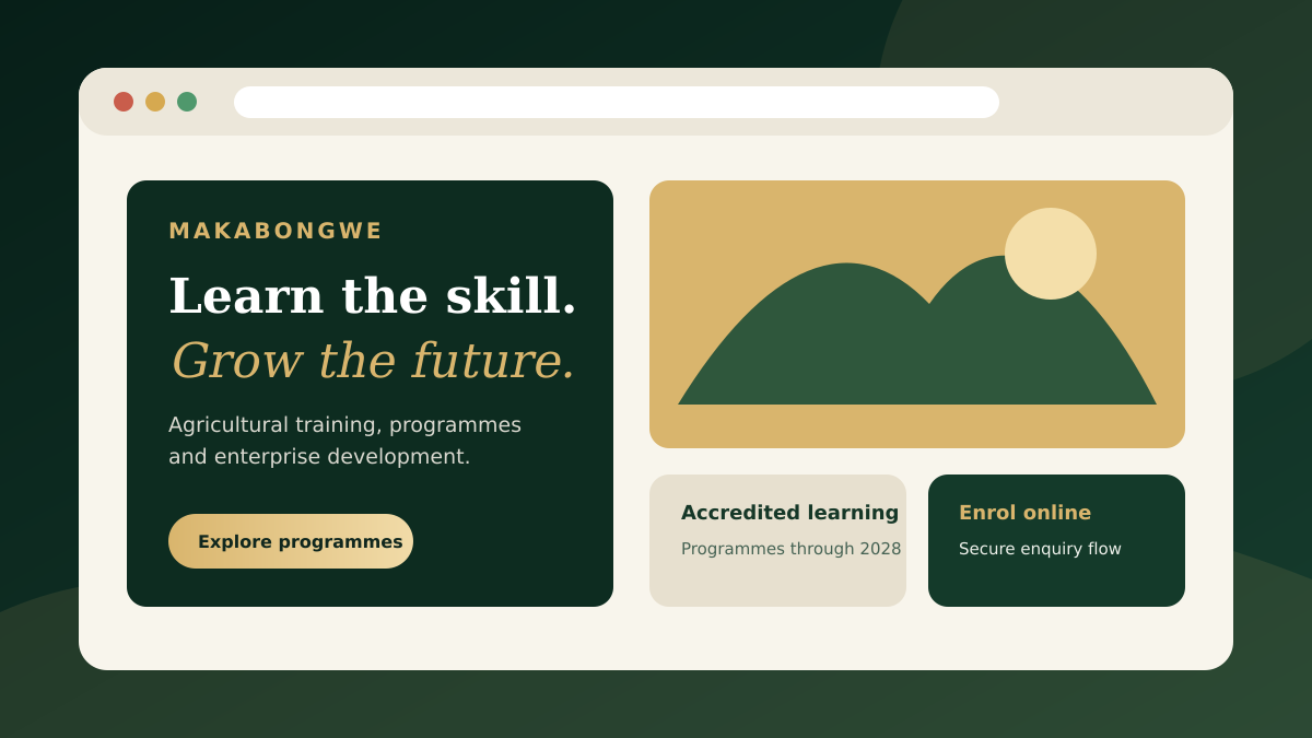 Makabongwe Training Institute website concept preview